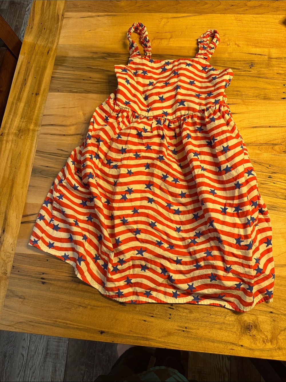 Cat & Jack Red and White Stripe Dress with Navy Stars